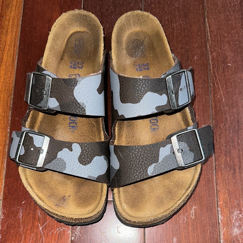 Birkenstock Black and Gray Camo Sandals